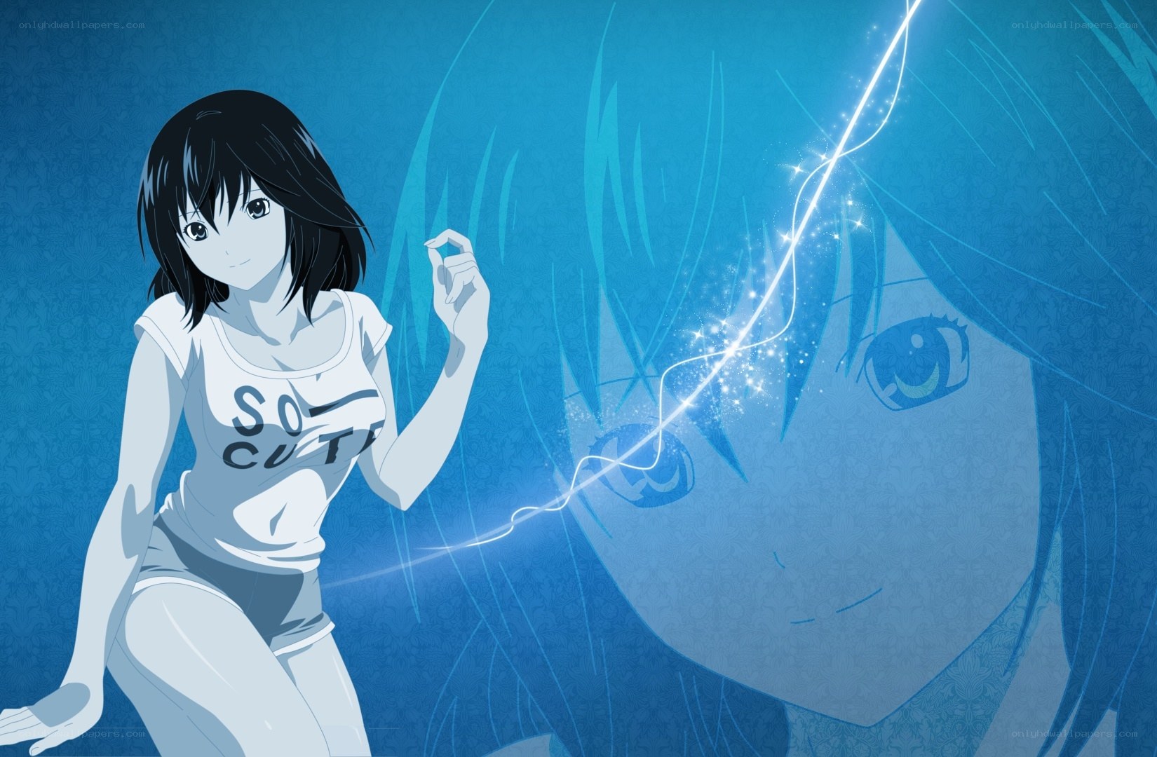 anime girl with glowing line