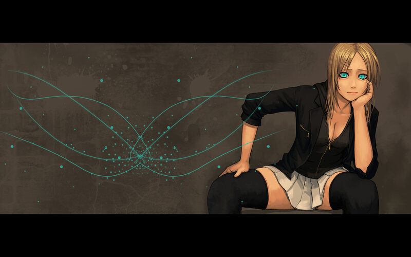anime girl with glowing lines