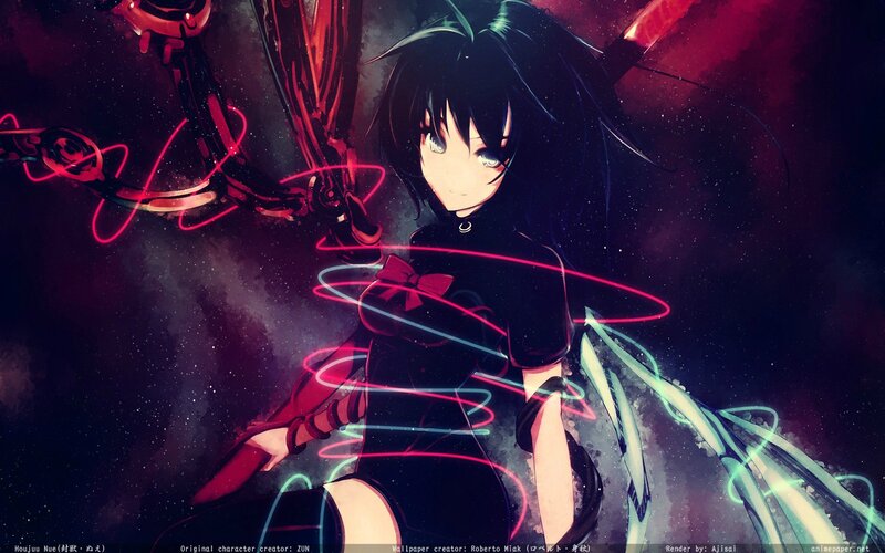 Anime Girl with Glowing Lines — Black, Dramatic