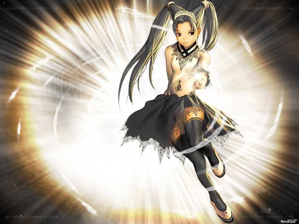 anime girl with glowing magic
