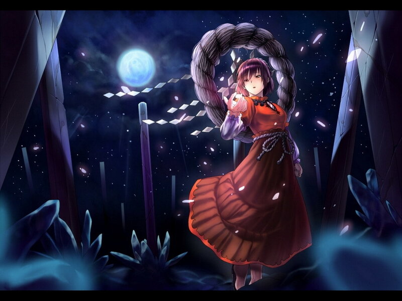 anime girl with glowing moon