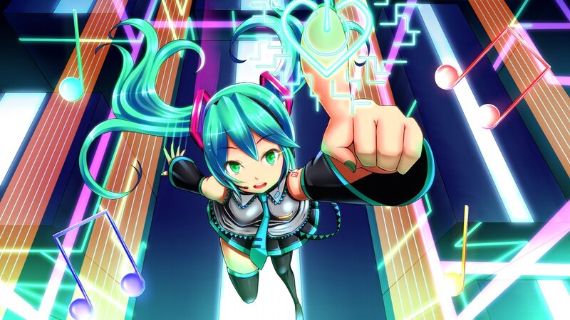 anime girl with glowing music notes