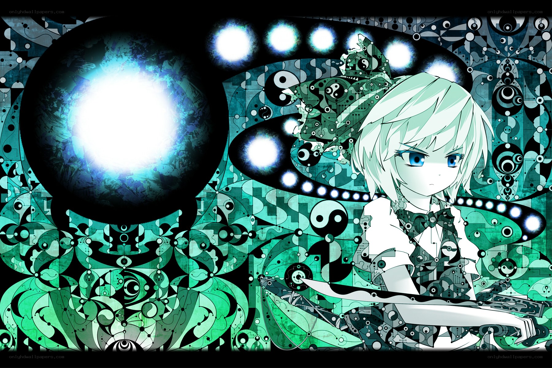 anime girl with glowing orb