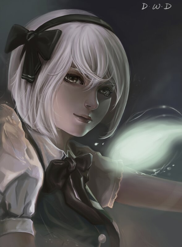 anime girl with glowing orb