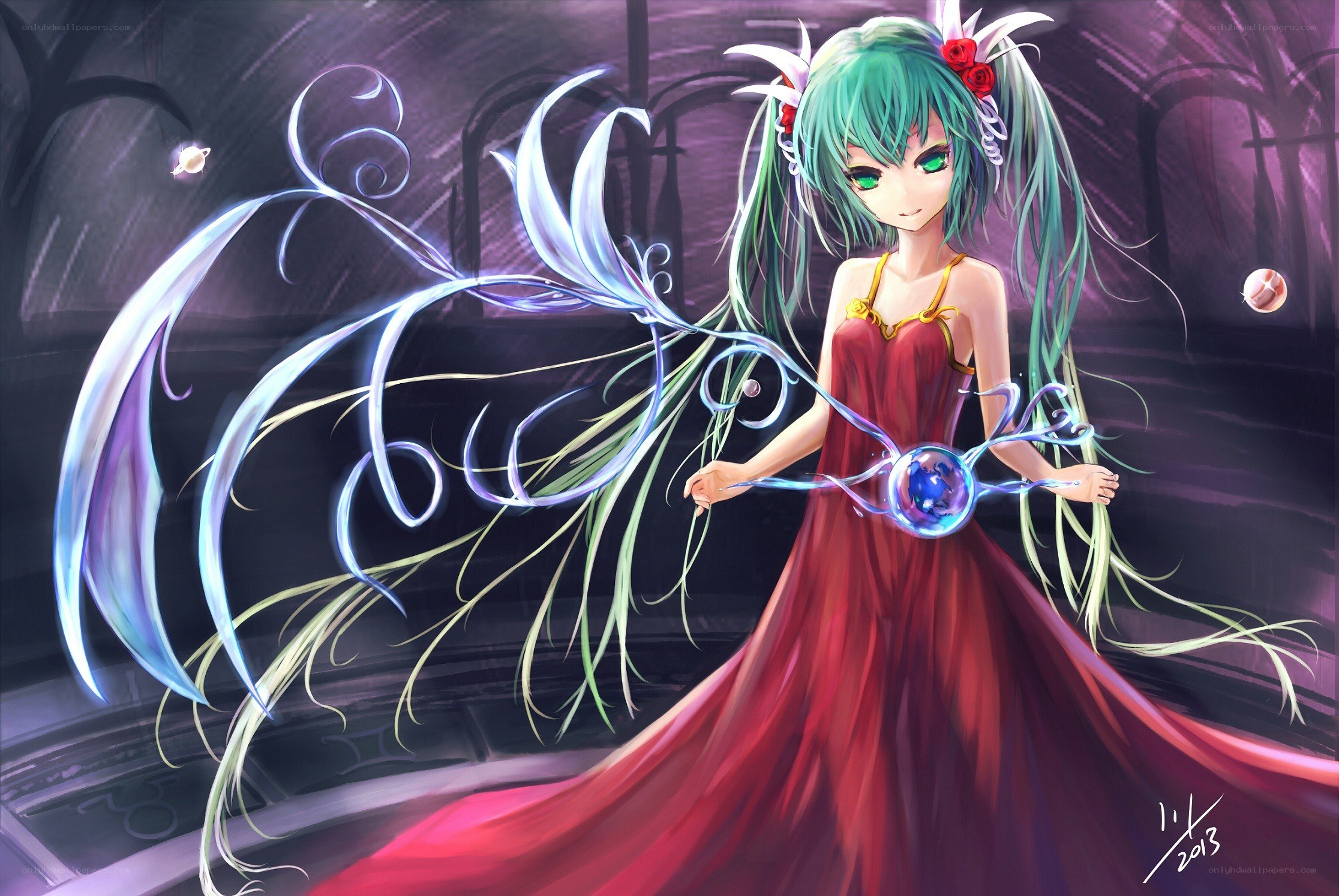 Anime girl with glowing orb