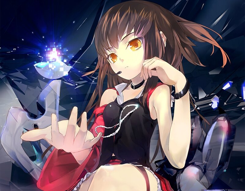 Anime Girl with Glowing Orb — Black, Dramatic, Night