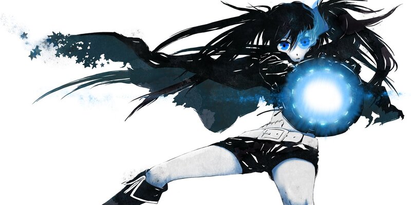 Anime Girl with Glowing Orb — Black, Dramatic