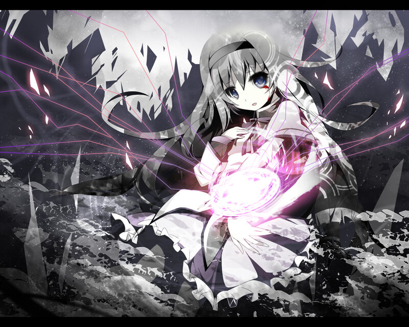 Anime Girl with Glowing Orb — Black