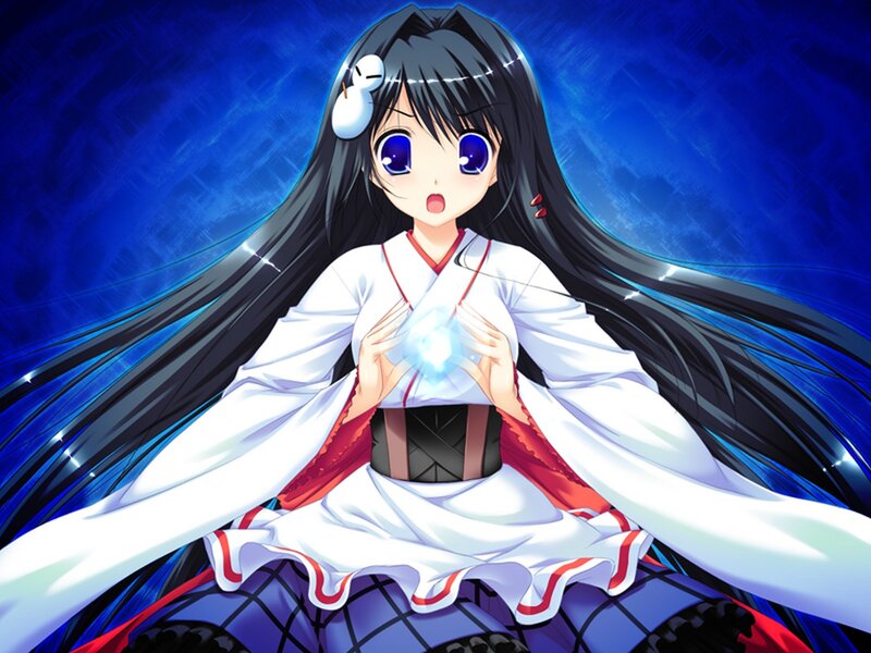 Anime Girl with Glowing Orb — Blue