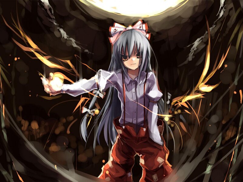 Anime Girl with Glowing Orb — Gray