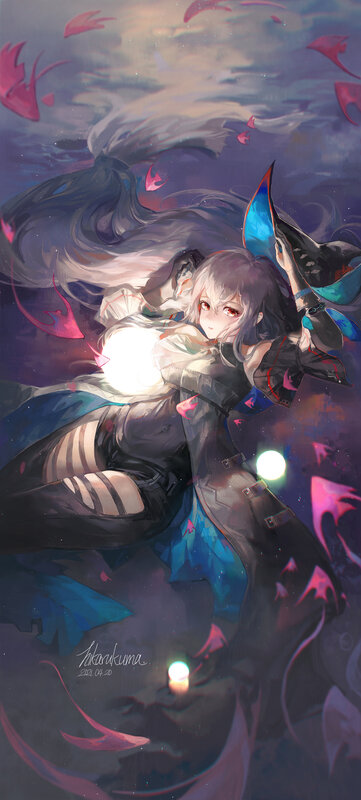 Anime Girl with Glowing Orb — Purple, Dramatic, Night