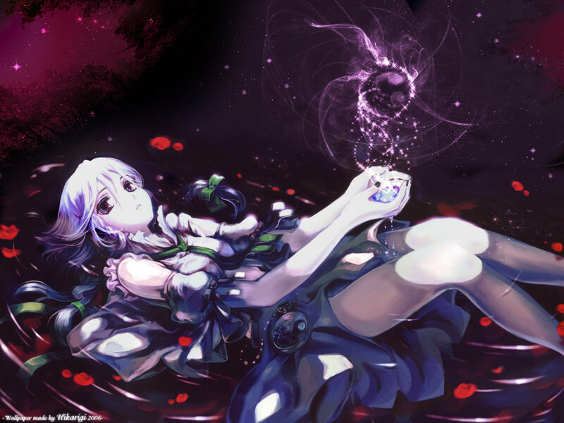 Anime Girl with Glowing Orb — Purple