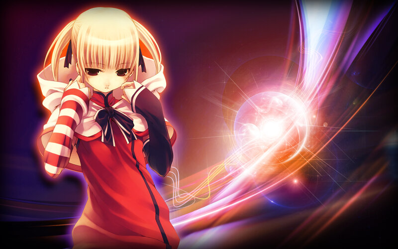 Anime Girl with Glowing Orb — Red, Dramatic, Digital Art, Glowing Orb
