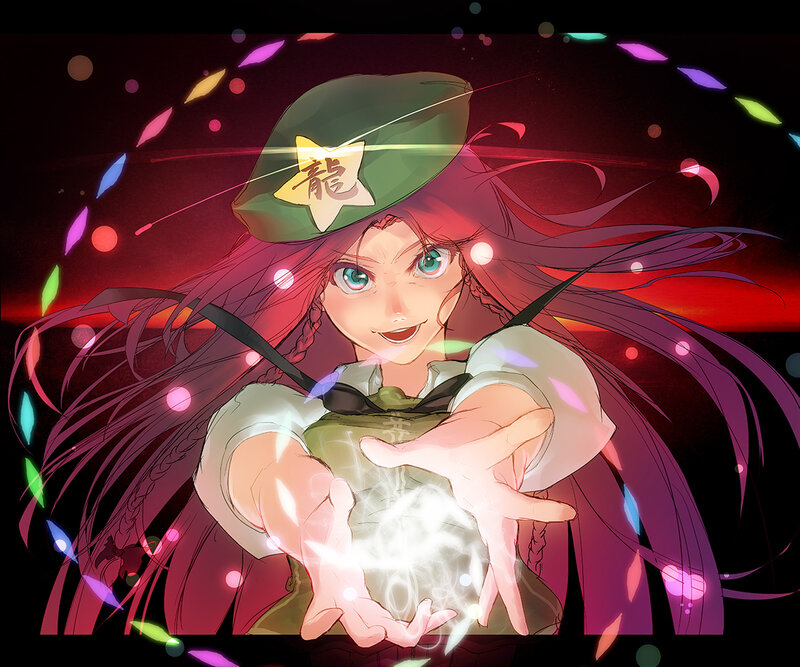 Anime Girl with Glowing Orb — Red, Dramatic
