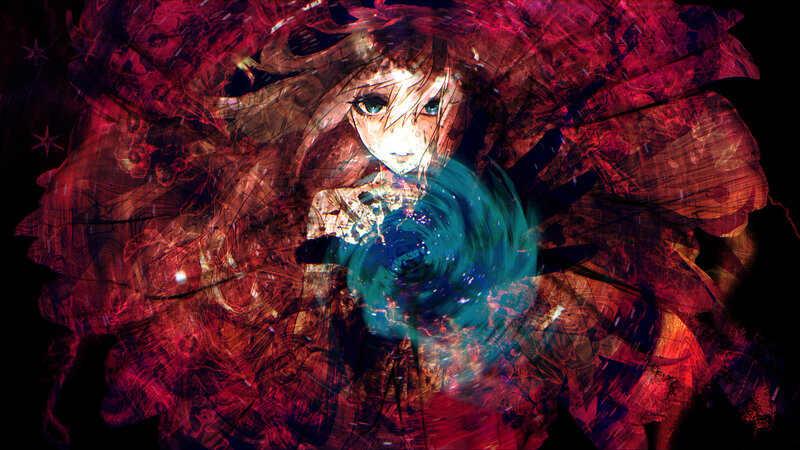 Anime Girl with Glowing Orb — Red