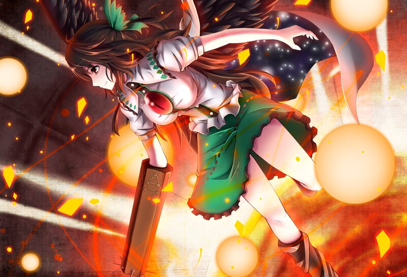 Anime girl with glowing orbs