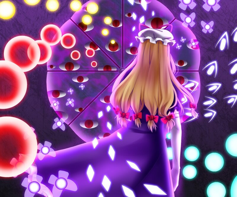 anime girl with glowing orbs