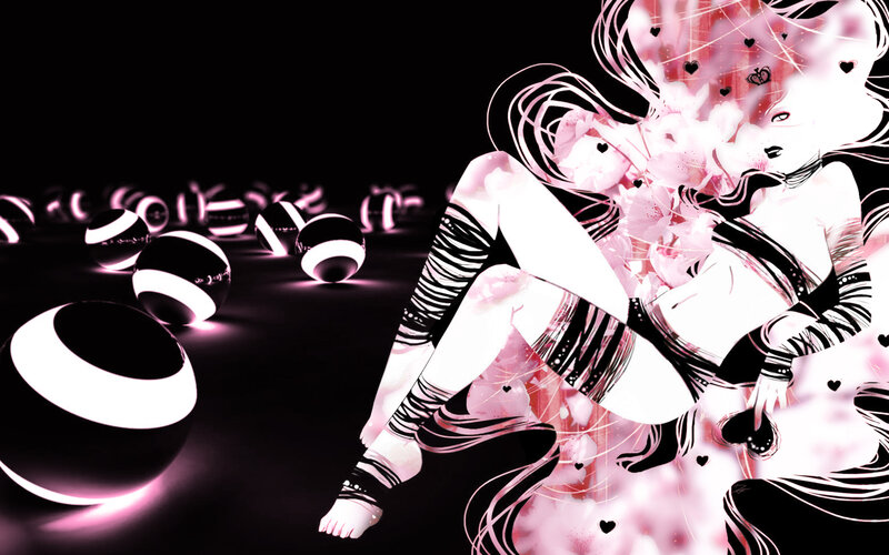 anime girl with glowing orbs
