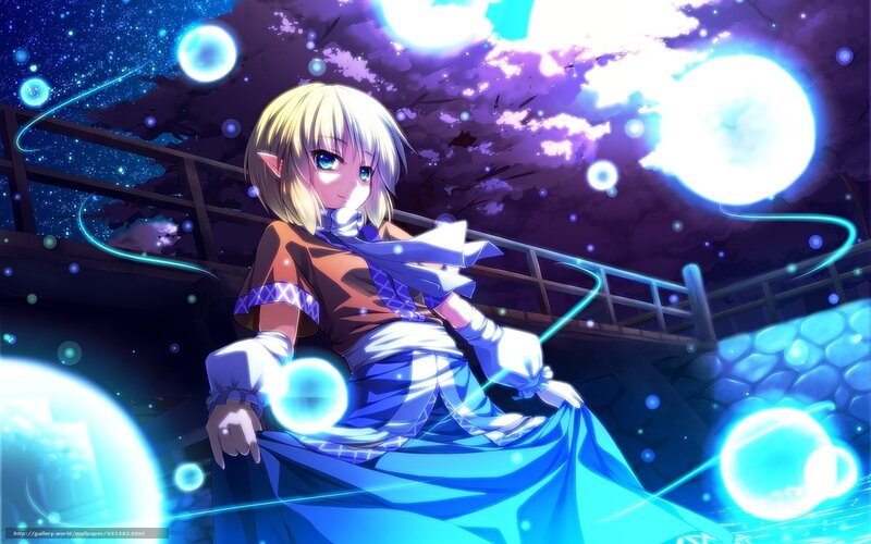 Anime girl with glowing orbs