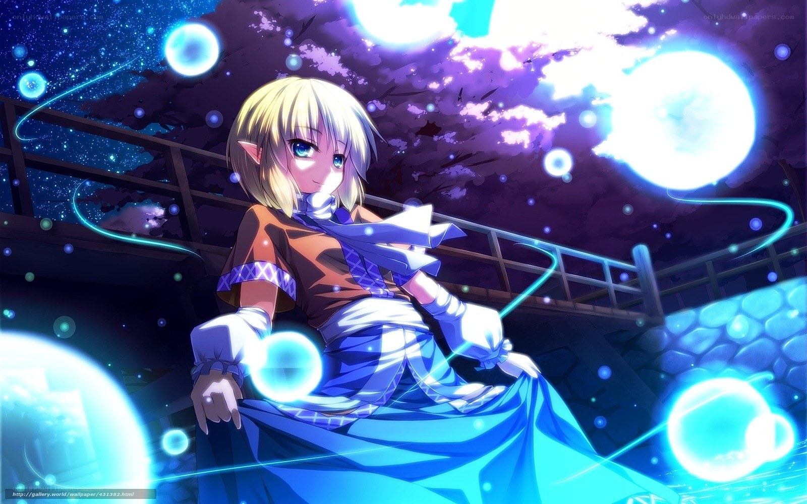 Anime girl with glowing orbs