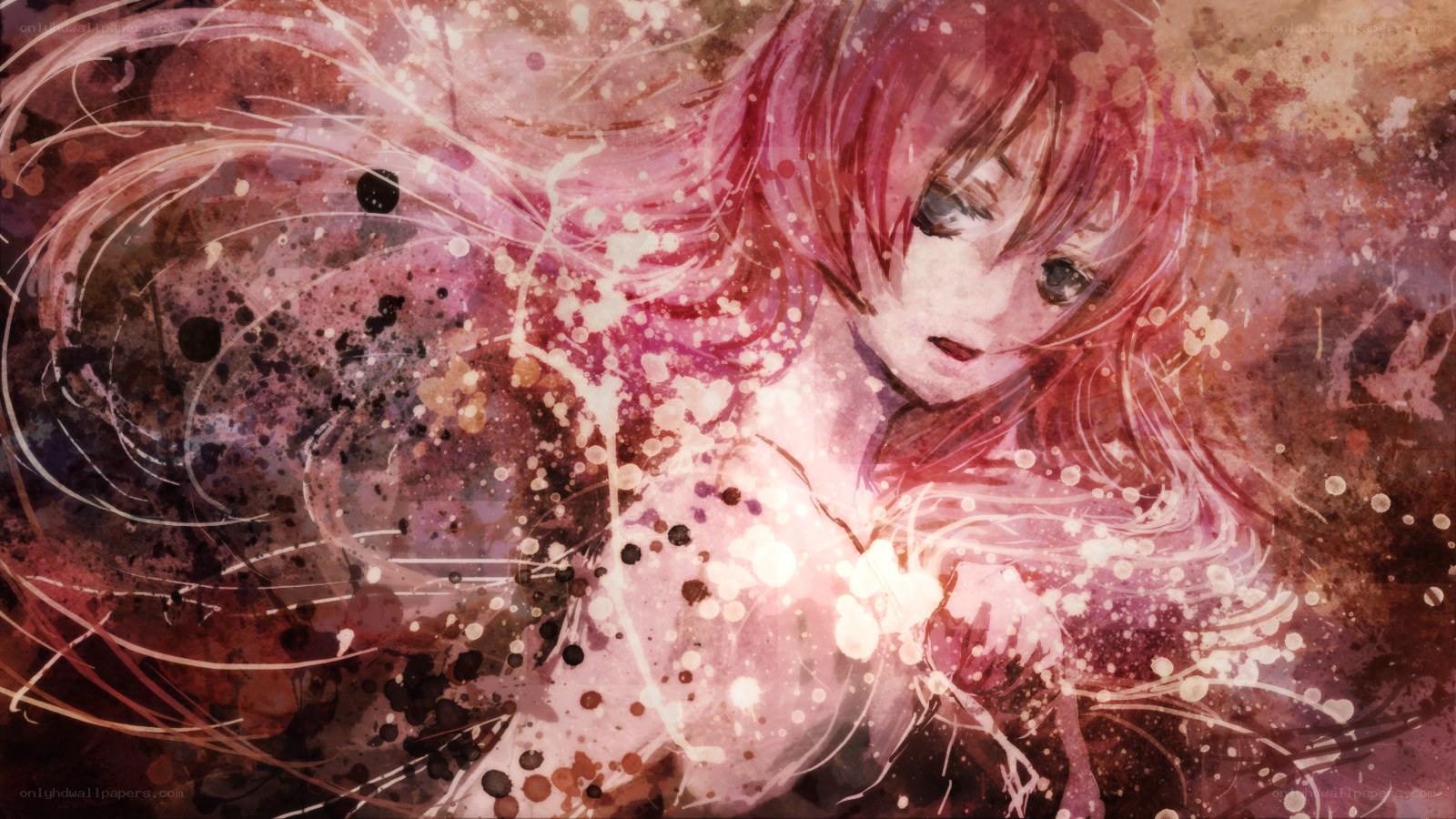anime girl with glowing particles