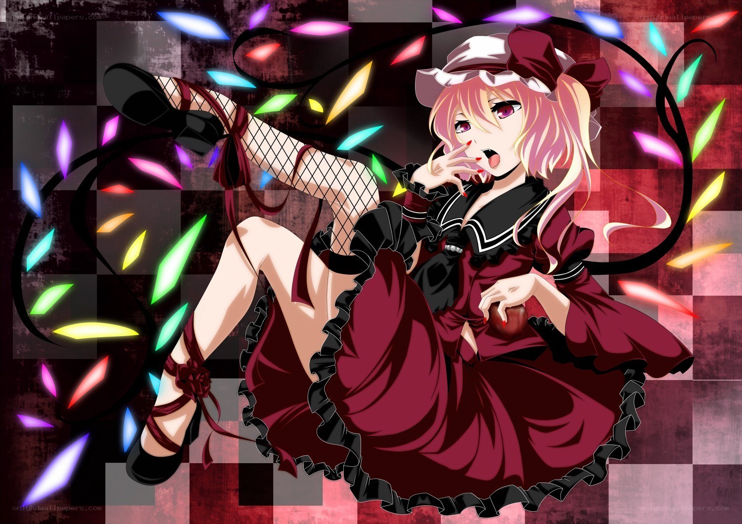 anime girl with glowing particles