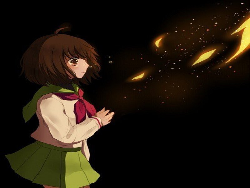 Anime Girl with Glowing Particles — Black