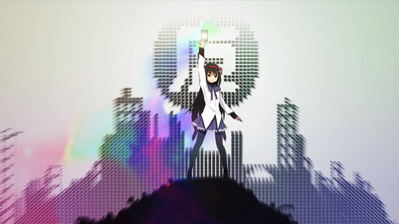 anime girl with glowing phone