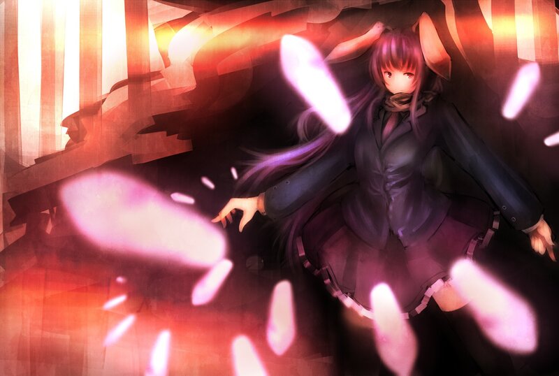 anime girl with glowing projectiles
