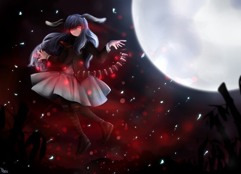 Anime girl with glowing red eyes