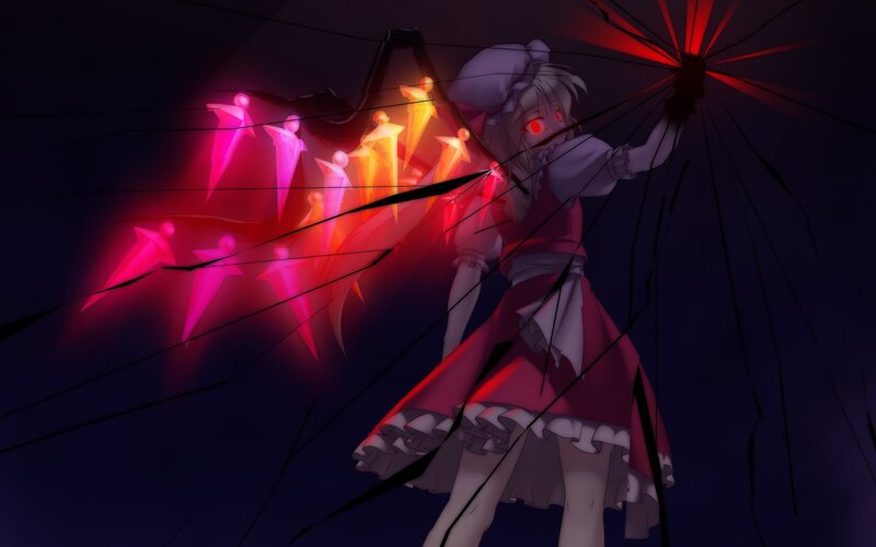 anime girl with glowing red figures