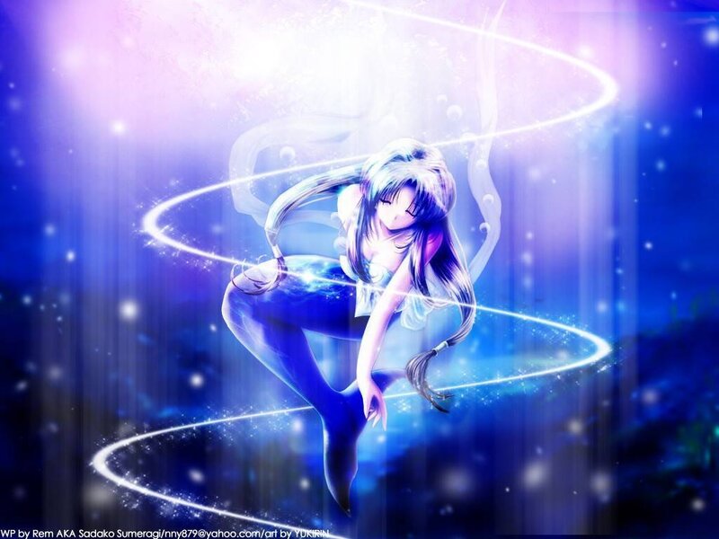 Anime girl with glowing rings