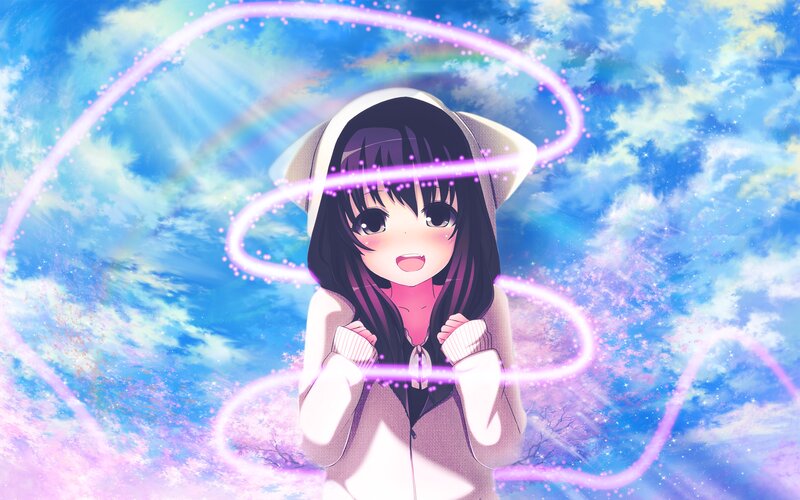 Anime Girl with Glowing Rings — Blue