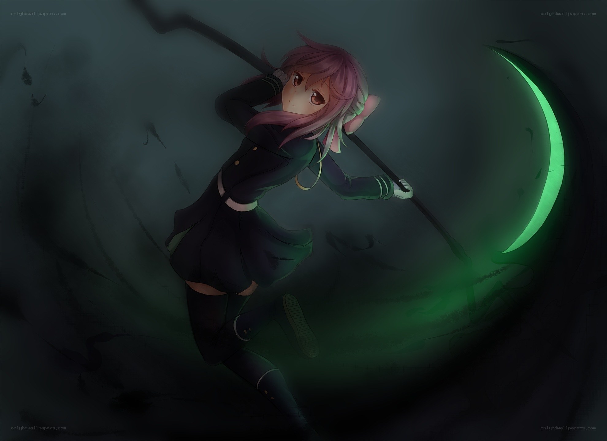 anime girl with glowing scythe
