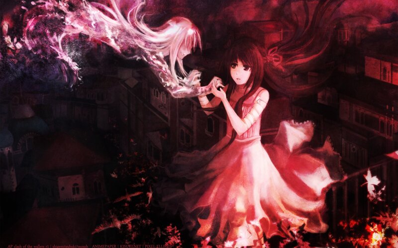 anime girl with glowing spirit