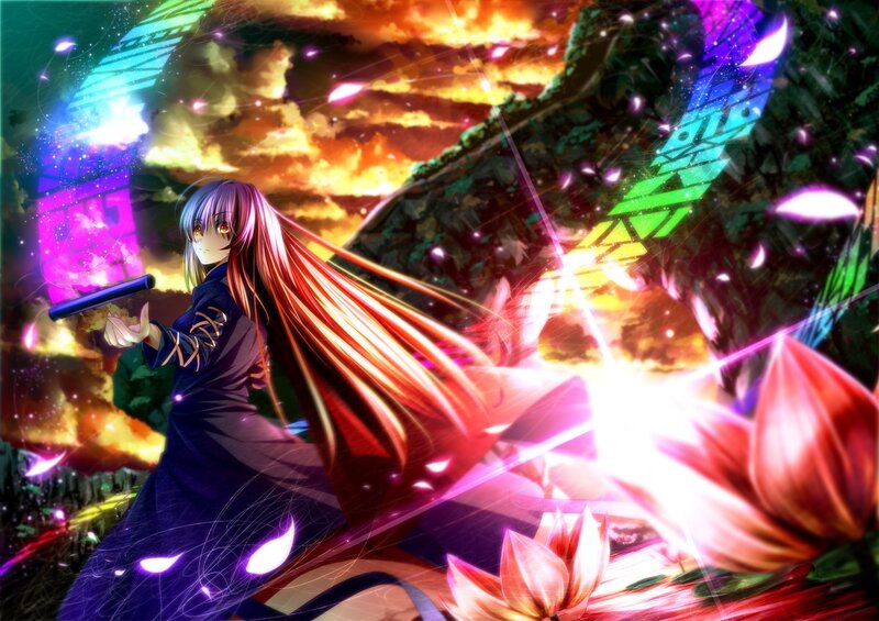 Anime girl with glowing staff