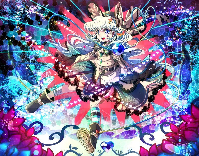 anime girl with glowing staff