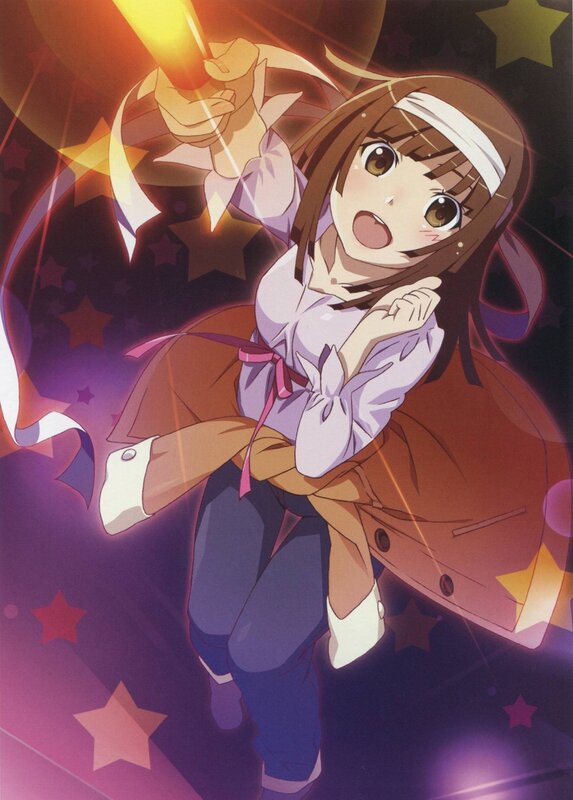 anime girl with glowing staff