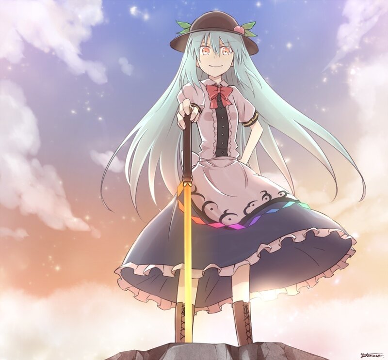 anime girl with glowing staff