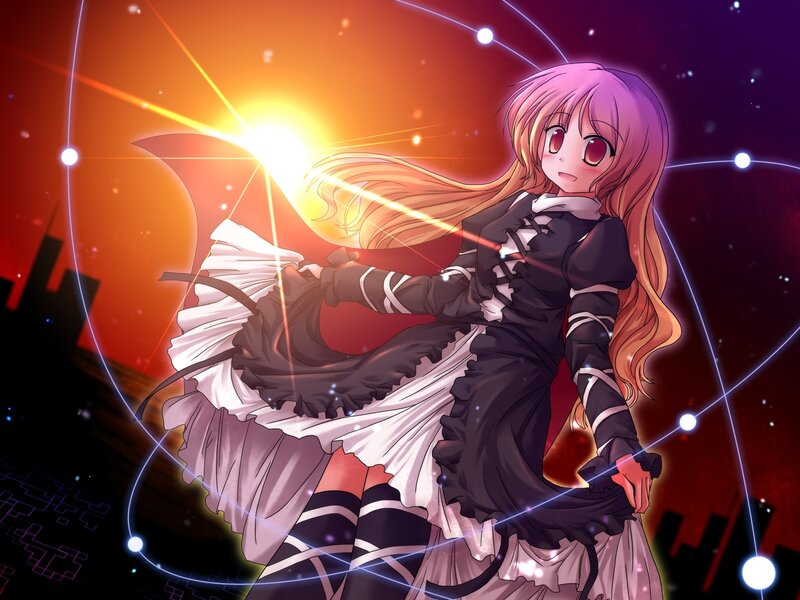 anime girl with glowing staff