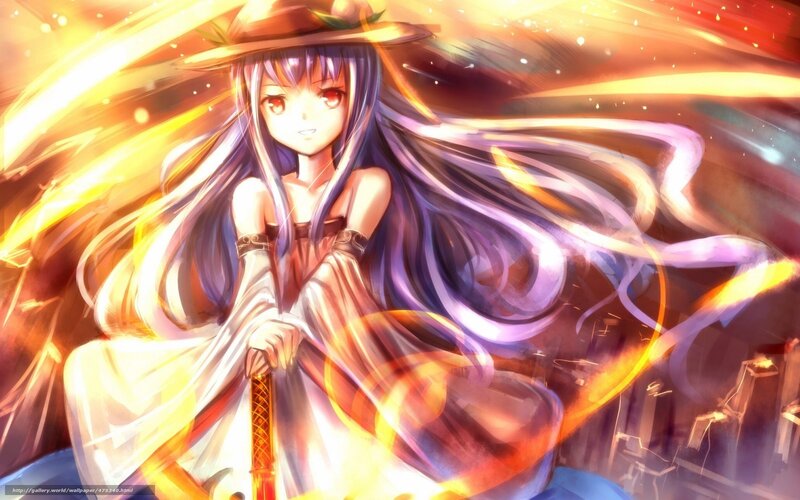 Anime girl with glowing staff