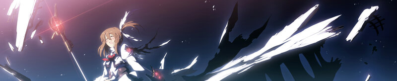anime girl with glowing staff