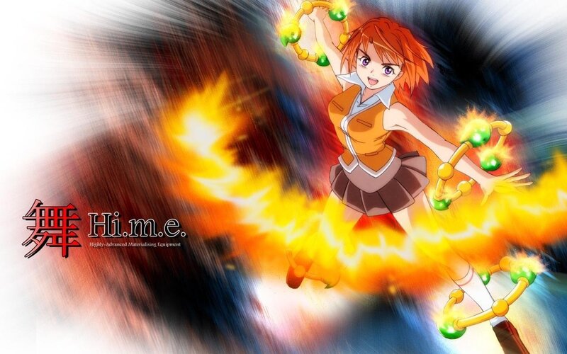 Anime Girl with Glowing Staffs — Orange