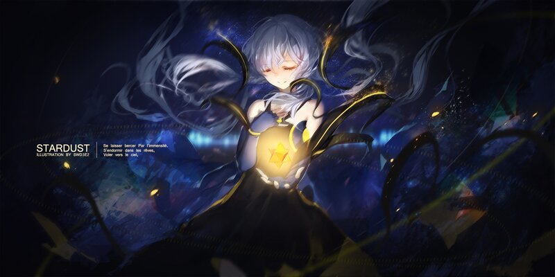 Anime Girl with Glowing Star — Blue