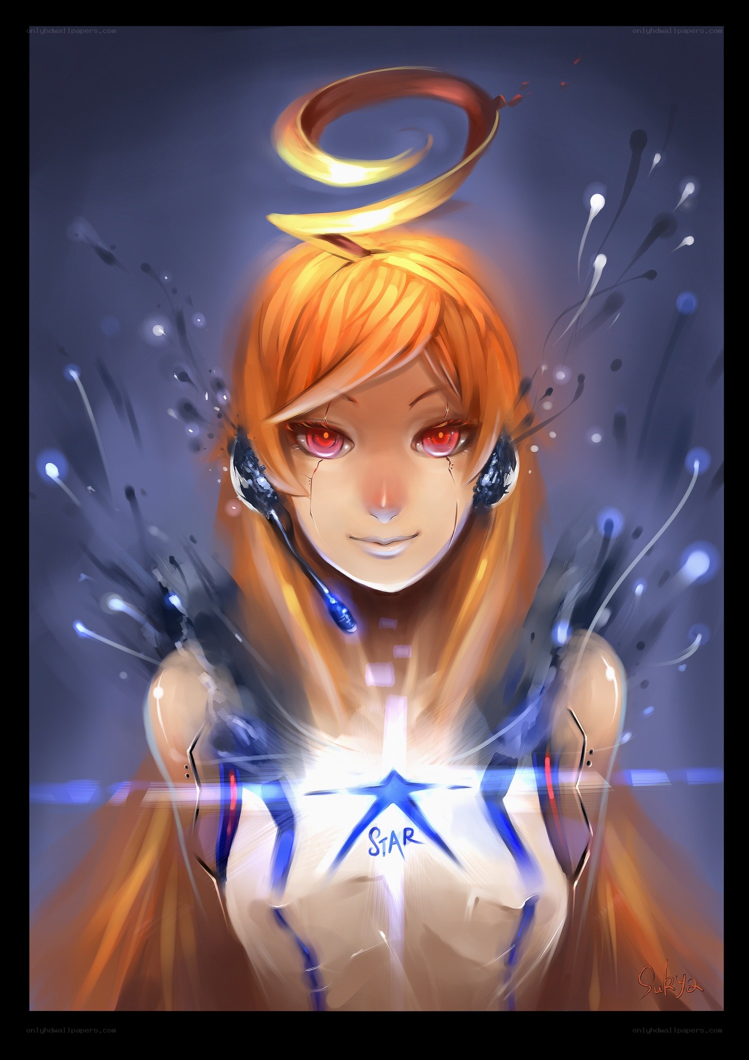Anime girl with glowing star