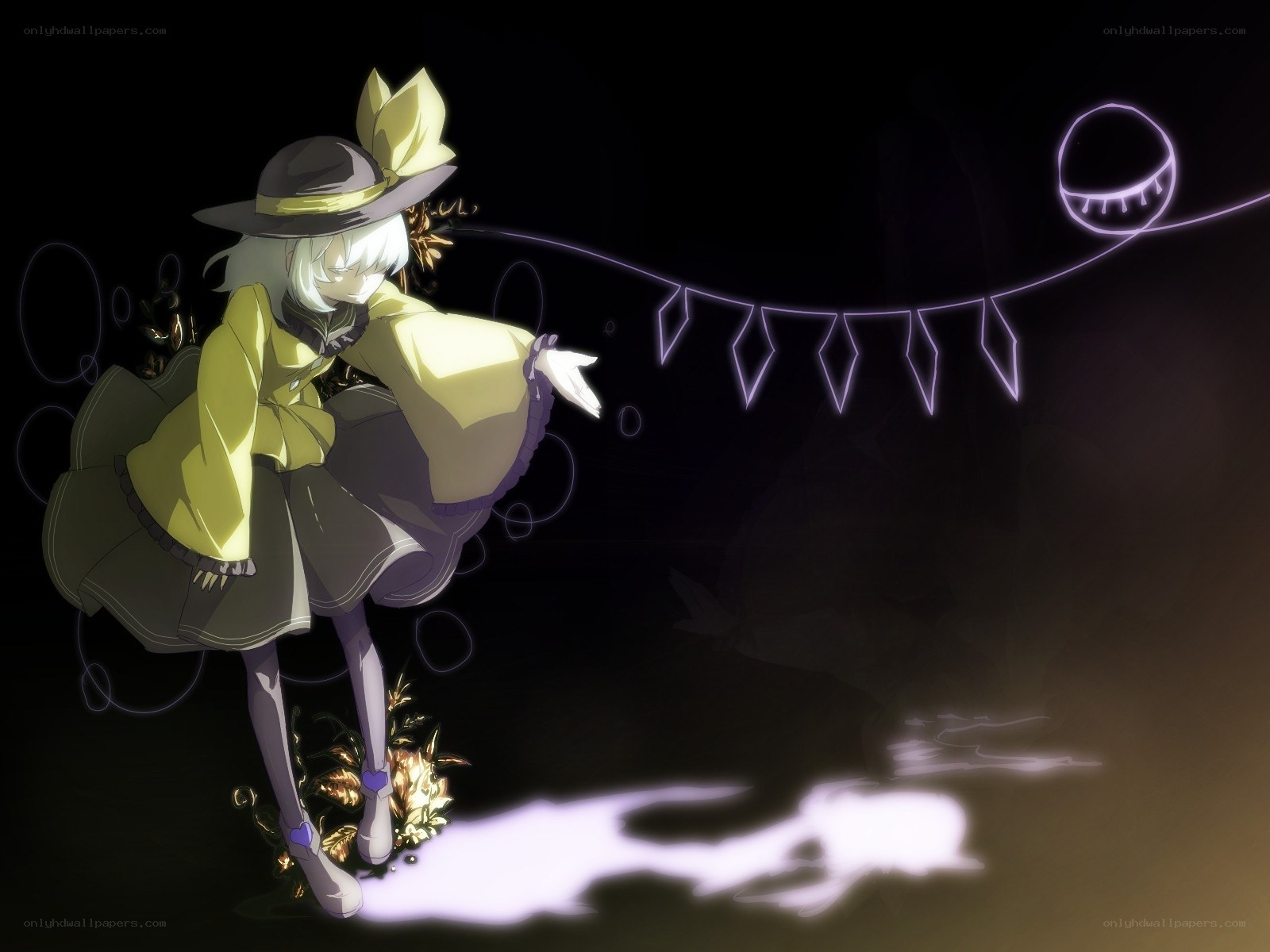 anime girl with glowing string