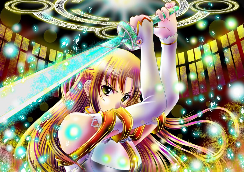 anime girl with glowing sword