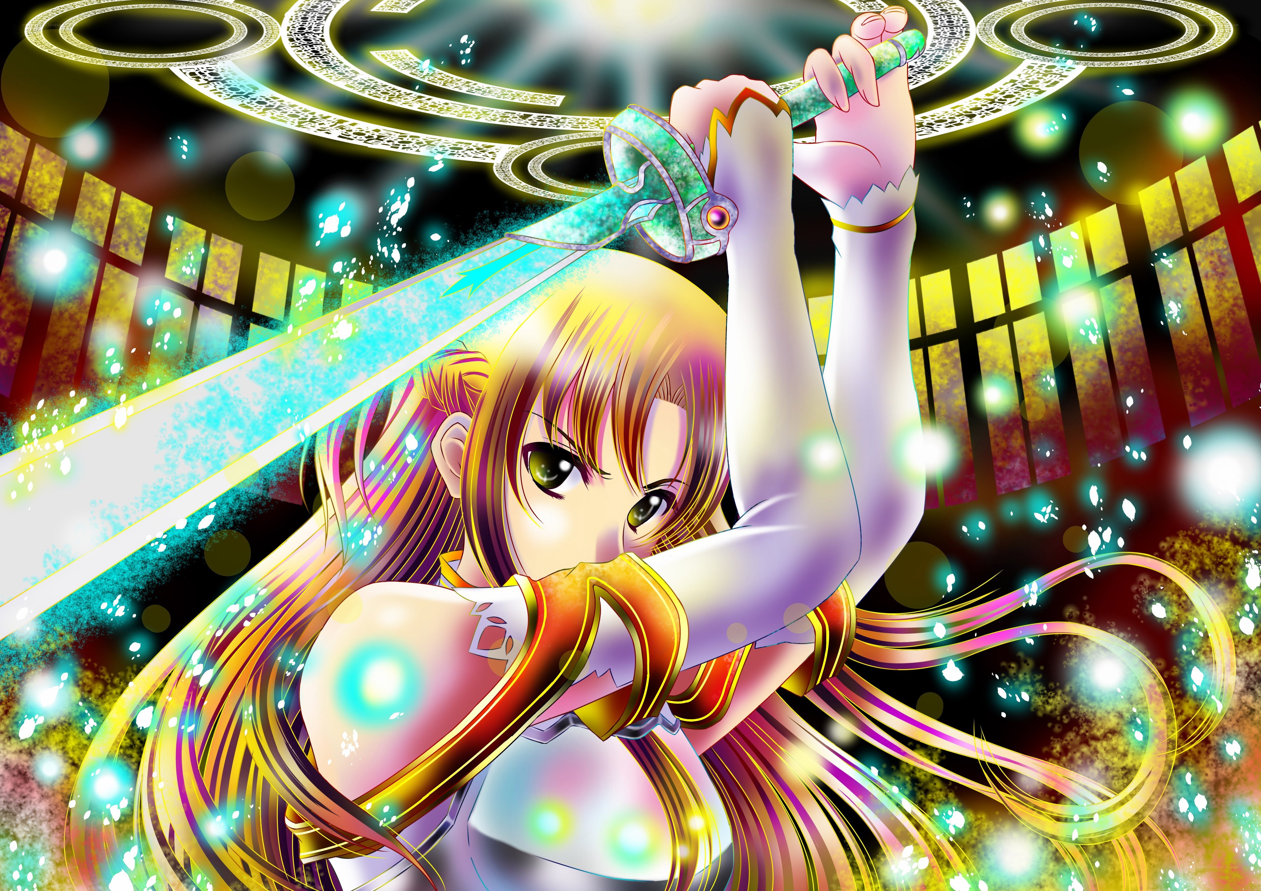anime girl with glowing sword