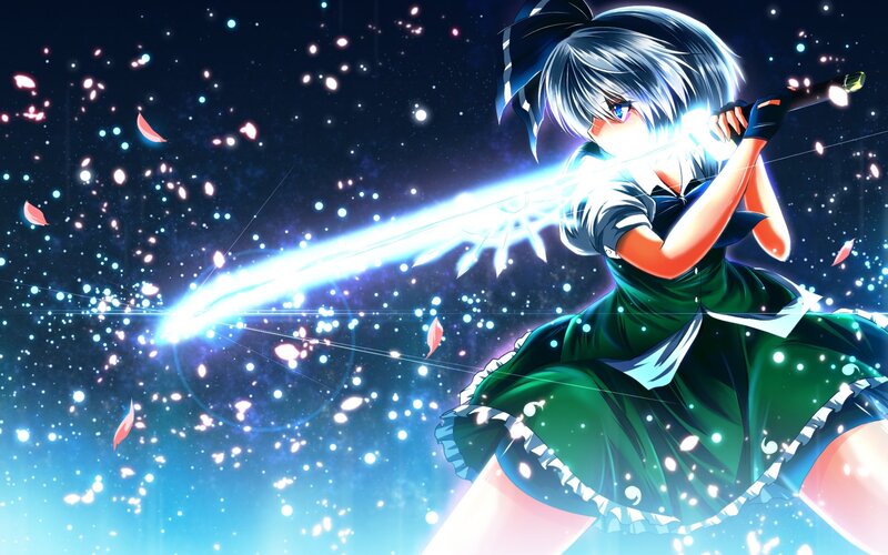 anime girl with glowing sword