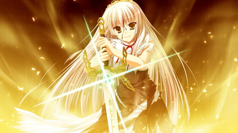 anime girl with glowing sword